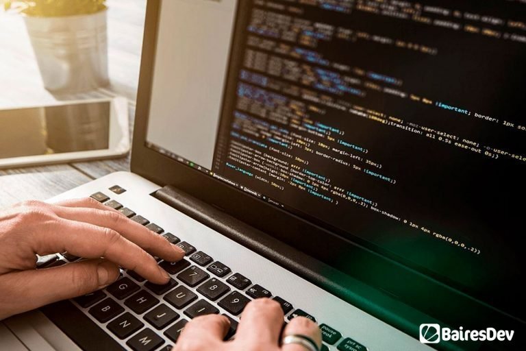 Software developer working in It outsourcing code