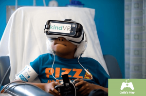 Hospitalized child playing with VR set