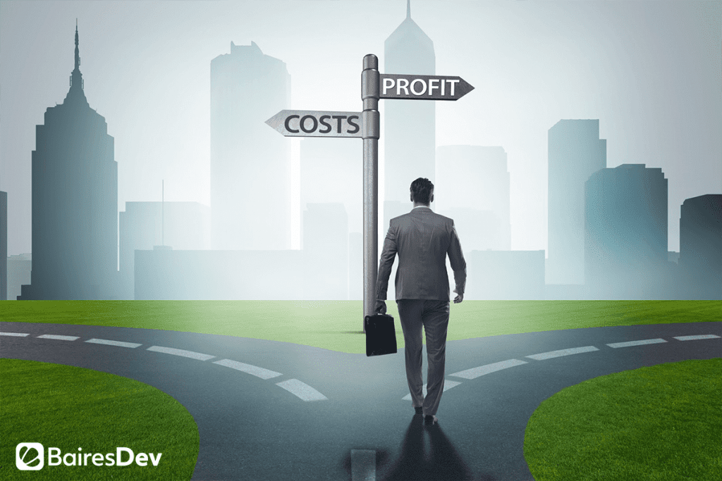 Business man analyzing software development costs